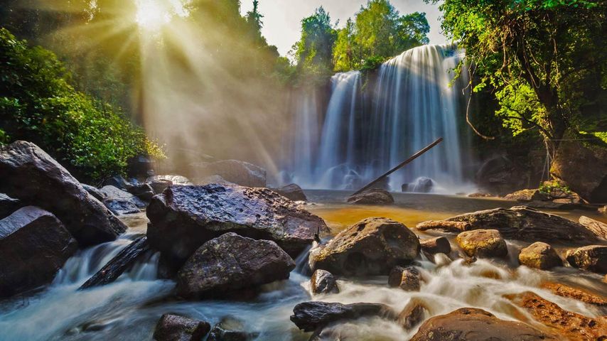 Waterfalls in Phnom Kulen National Park, Cambodia 