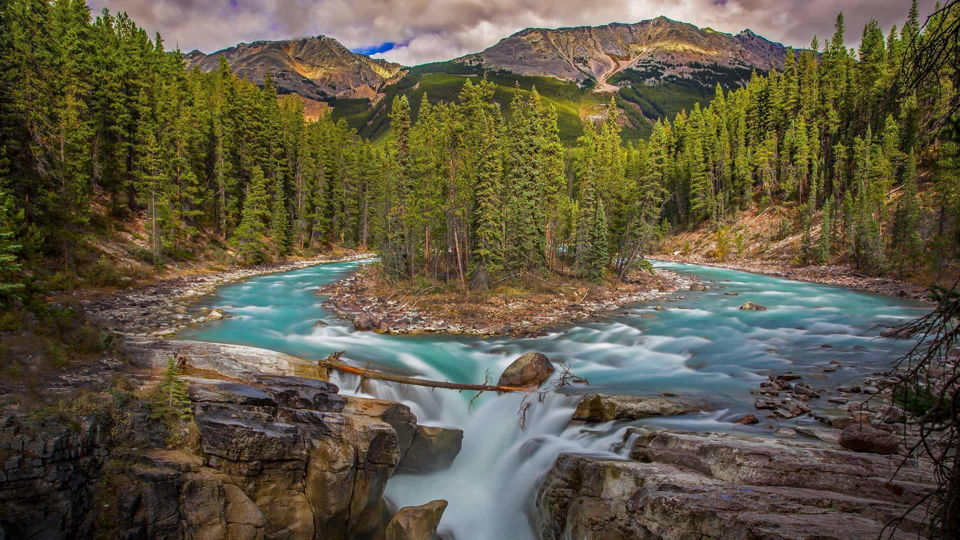 サンワプタ滝 カナダ ジャスパー国立公園 Bing Gallery