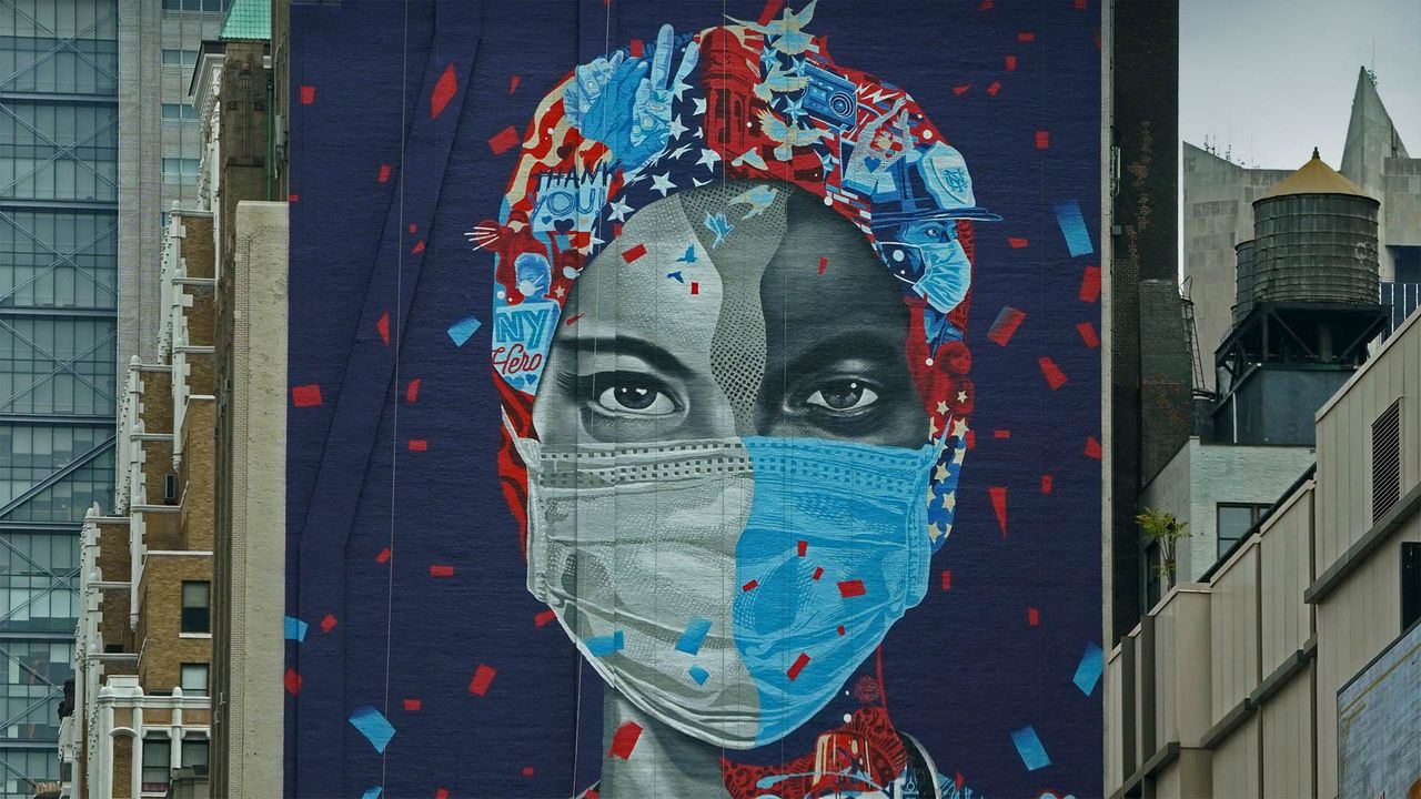 'Now & Forever,' a mural by Tristan Eaton honoring health care workers, May 11, 2020, in New York City