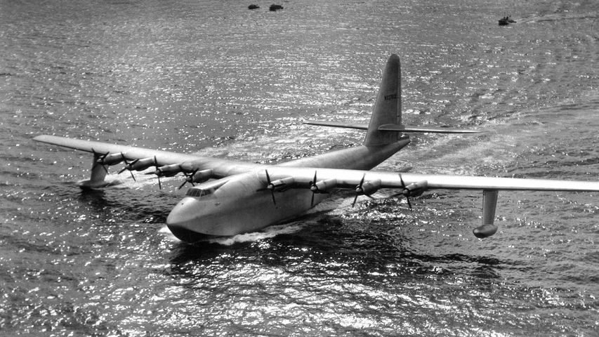 The Hughes H-4 Hercules, aka the Spruce Goose, November 1947, Long Beach Harbor, California