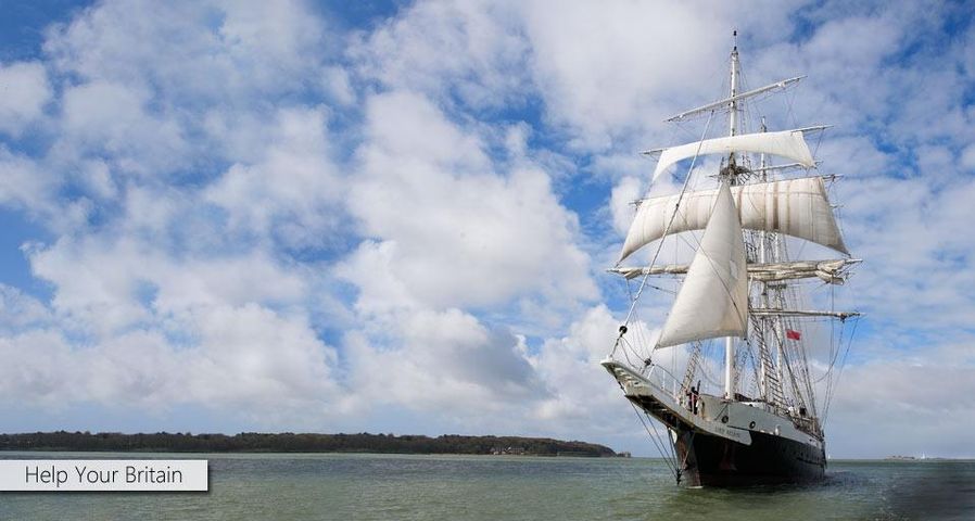 STS Lord Nelson photographed off the coast of Southampton as part of Bing Help Your Britain ©