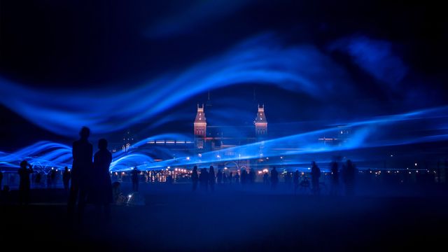 'Waterlicht' art installation at Museumplein (Museum Square) in Amsterdam, Netherlands