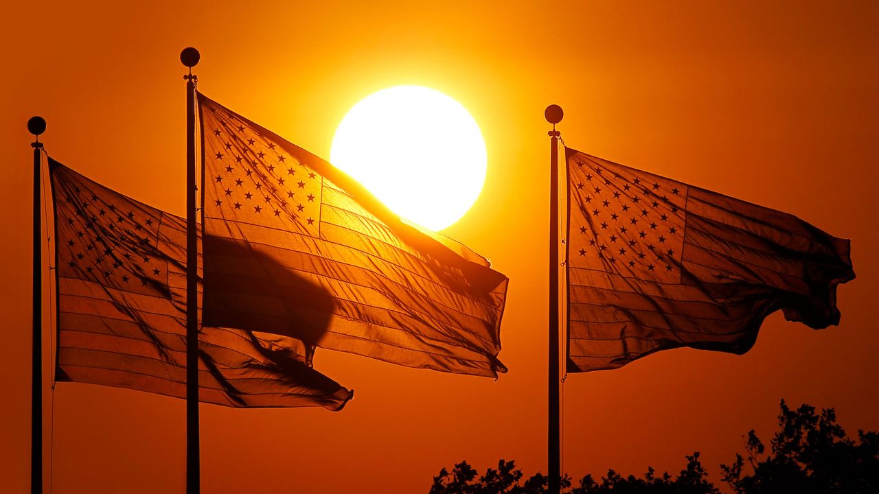 Flag plaza at Liberty State Park in Jersey City, New Jersey 