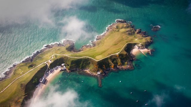 Aerial view of Porthdinllaen on the Llŷn Peninsula, Gwynedd, Wales 