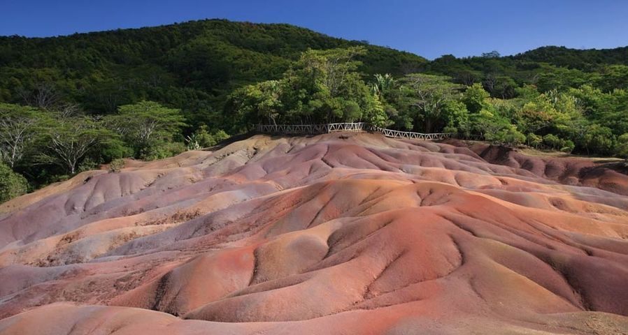 Colored earth at the village of Chamarel on the island of Mauritius off the coast of Madagascar