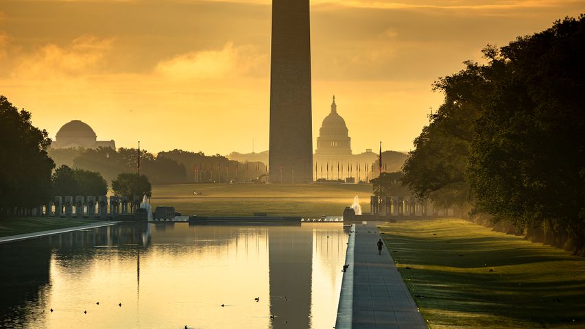 Washington Monument and Capitol Building on the National Mall, Washington, DC