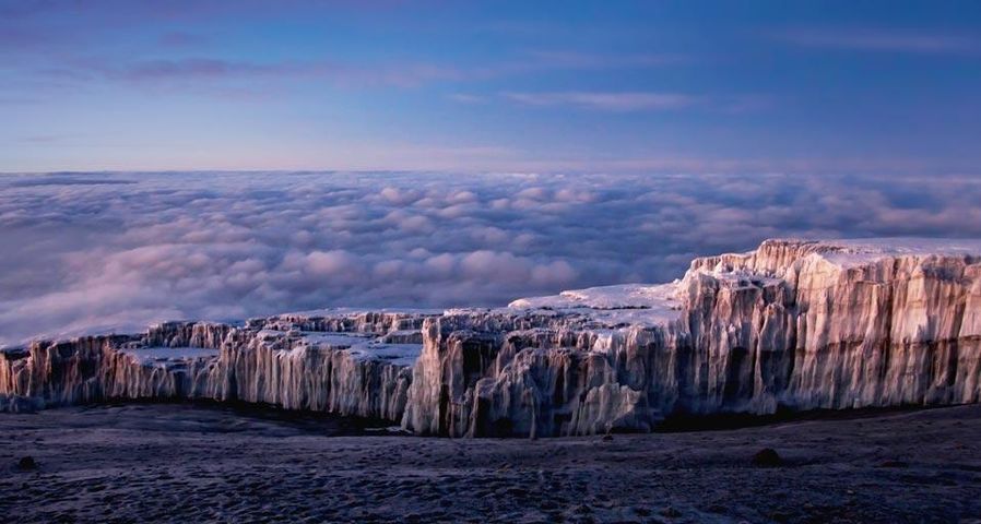 Ice fields at the summit of Mount Kilimanjaro, Tanzania