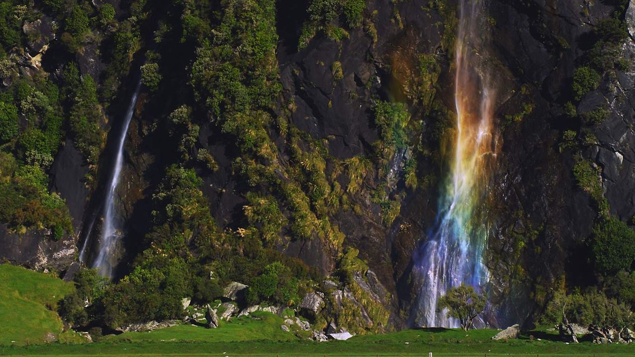 Wishbone Falls at Mount Aspiring National Park on South Island, New Zealand