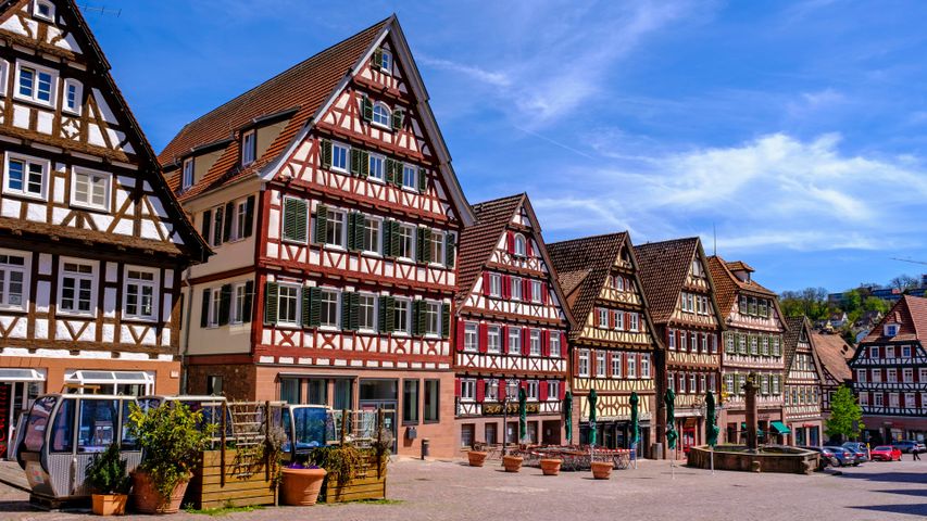 Historische Fachwerkhäuser am Marktplatz, Calw, Baden-Württemberg