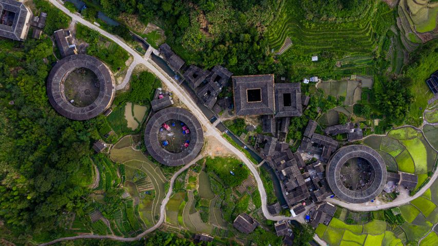Fujian Tulou complex of historical and cultural heritage buildings in Fujian province, China