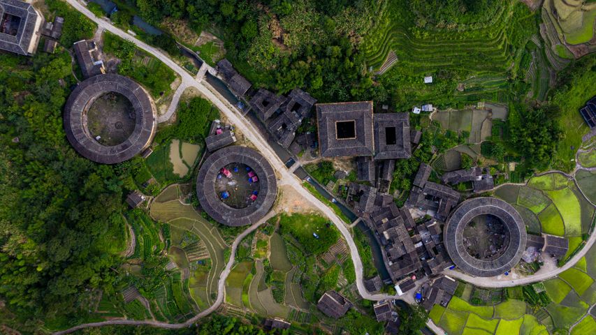 福建土楼の鳥瞰図, 中国 福建省