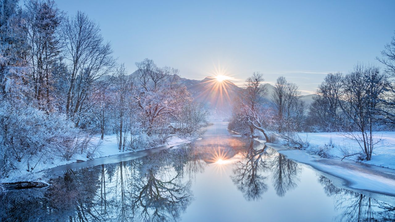 Loisach River at Lake Kochelsee, Bavaria, Germany