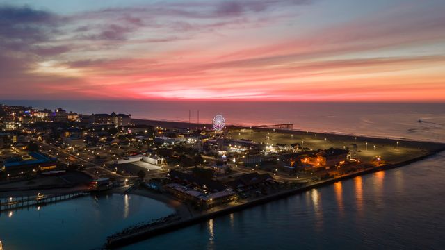 Aerial view of Ocean City, Maryland, at sunrise