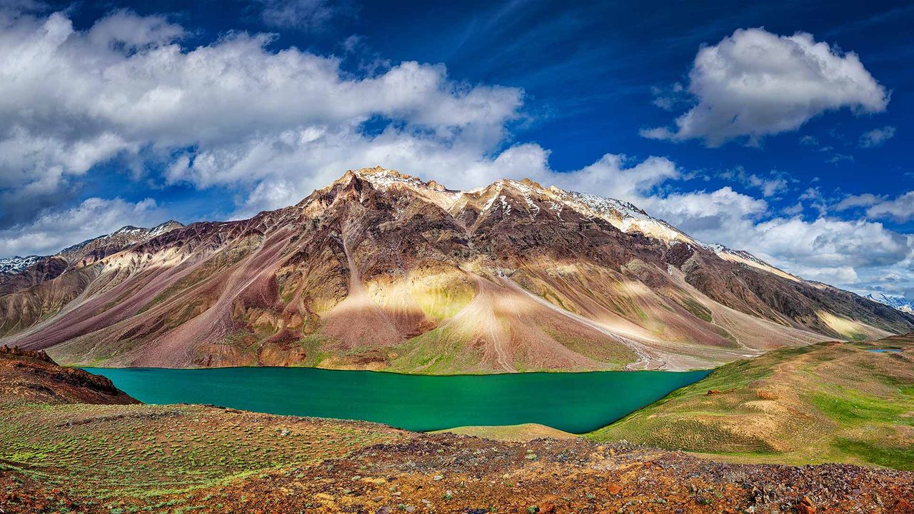 Chandra Tal lake in the Spiti region, Himachal Pradesh