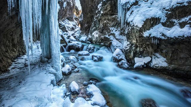 Partnachklamm im Winter, Garmisch-Partenkirchen, Bayern, Deutschland 