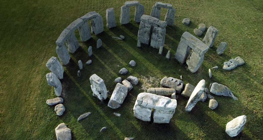An aerial view of Stonehenge, Wiltshire, England
