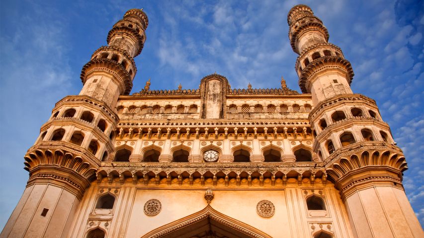 Low angle view of Charminar in Hyderabad, India