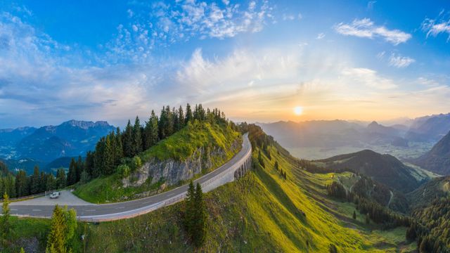 Luftaufnahme der Rossfeld-Panoramastraße, Berchtesgaden, Deutschland