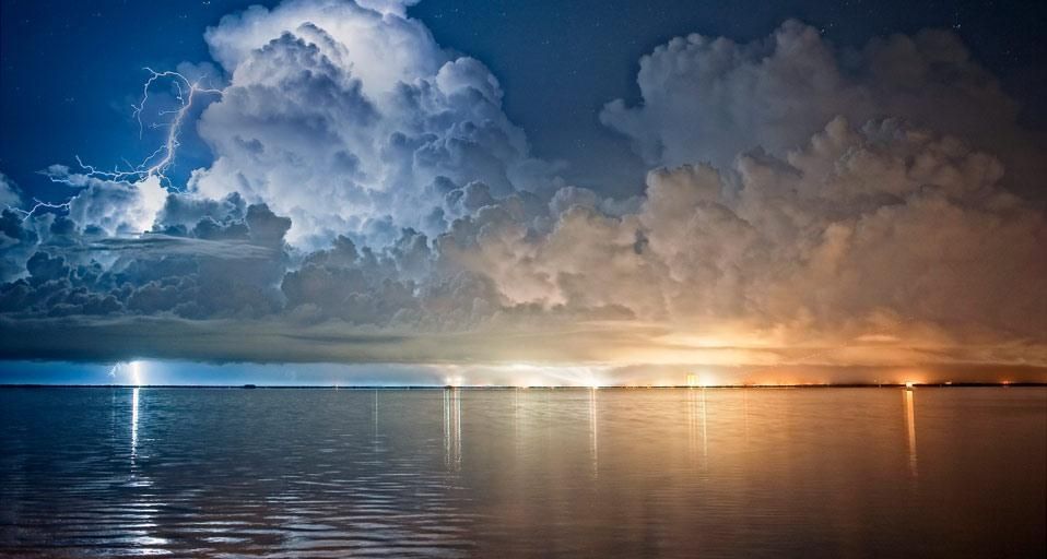 Lightning strike, Cape Canaveral, Florida, USA