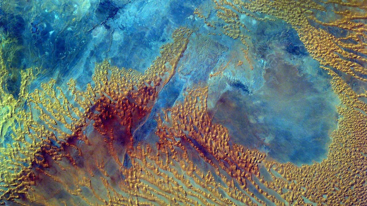 The Sahara desert photographed from space via the Sally Ride EarthKAM 