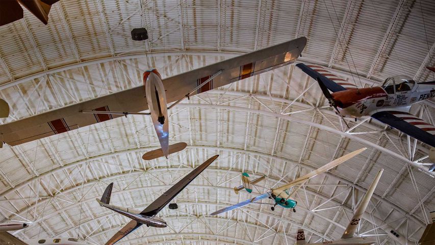 Interior view of the Steven F. Udvar-Hazy Center, Smithsonian National Air and Space Museum in Chantilly, Virginia