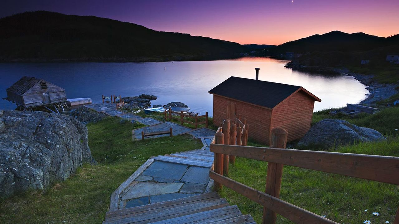 Sunset in the town of Fleur de Lys, Dorset Trail, Nfld. 