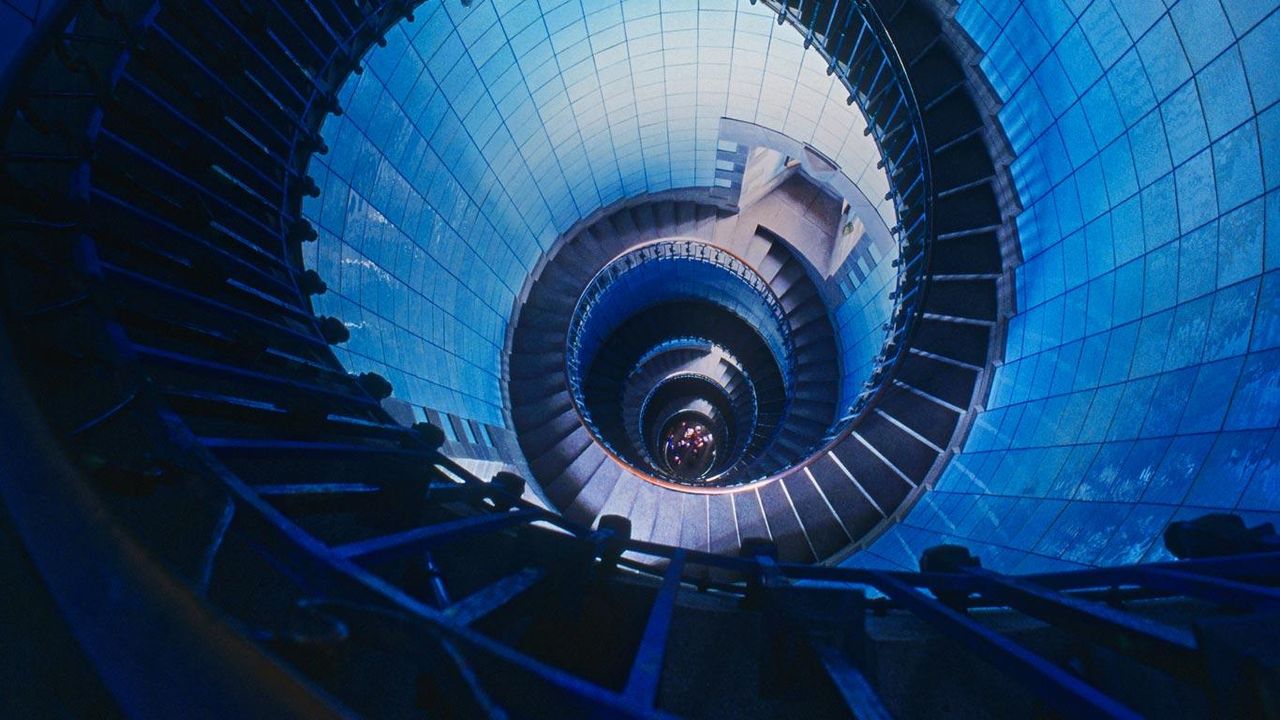 Staircase inside the Île Vierge lighthouse, Brittany, France