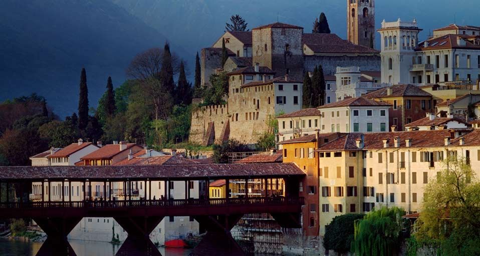Ponte degli Alpini and the Brenta river in Bassano del Grappa, Italy