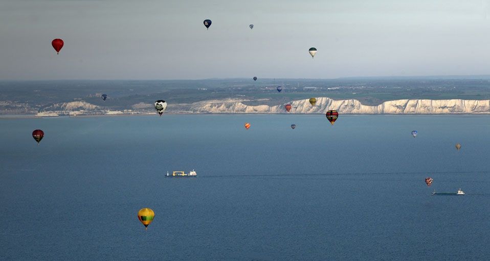 Over 50 hot air balloons attempt the largest ever balloon crossing of the English channel - April 2007