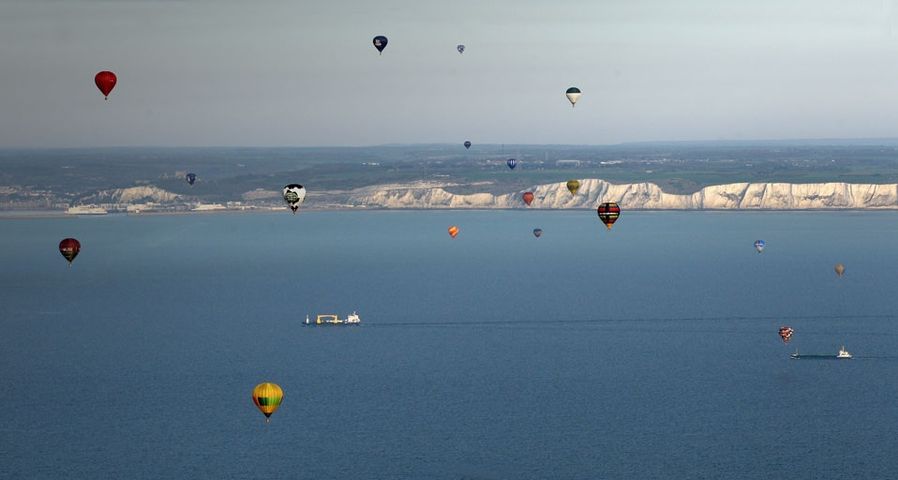 Over 50 hot air balloons attempt the largest ever balloon crossing of the English channel - April 2007
