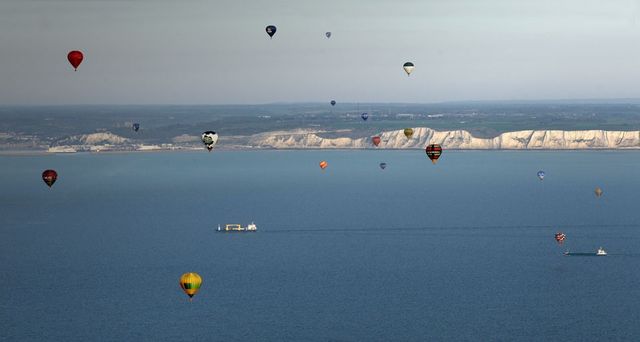 Over 50 hot air balloons attempt the largest ever balloon crossing of the English channel - April 2007