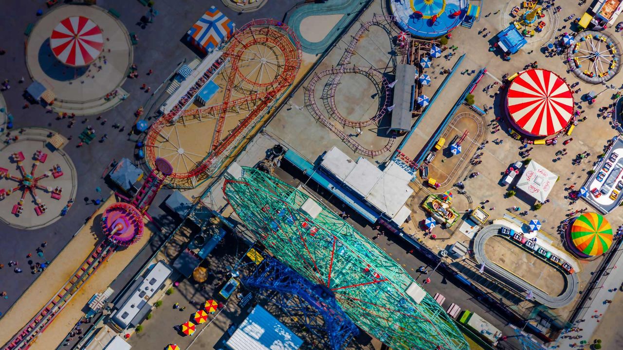 Amusement park rides at Coney Island, New York 
