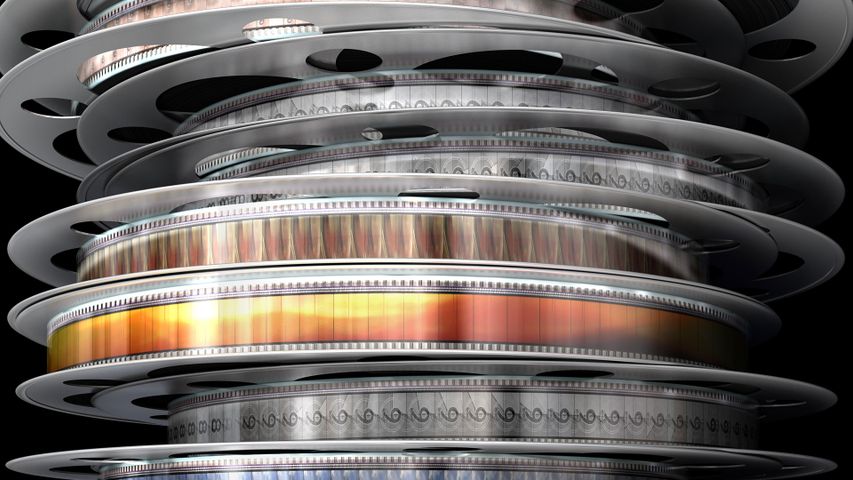 Stack of film reels 