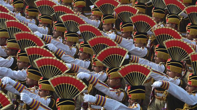 Police contingent march during a Republic Day Parade, New-Delhi