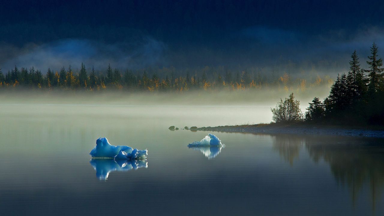 Eisberge auf dem Gletschersee Mendenhall Lake in der Nähe von Juneau, Alaska, USA