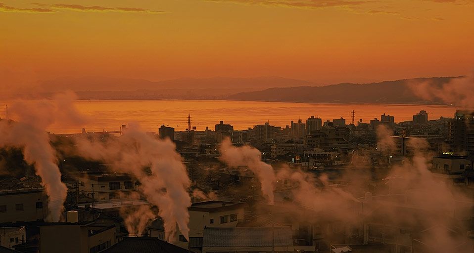 ｢朝の鉄輪温泉｣大分, 別府市