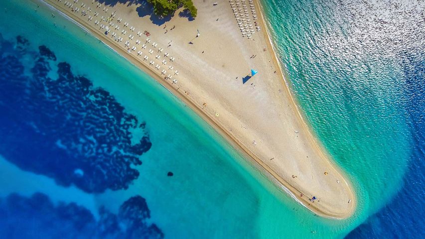 布拉奇岛上的尖角海滩，克罗地亚 