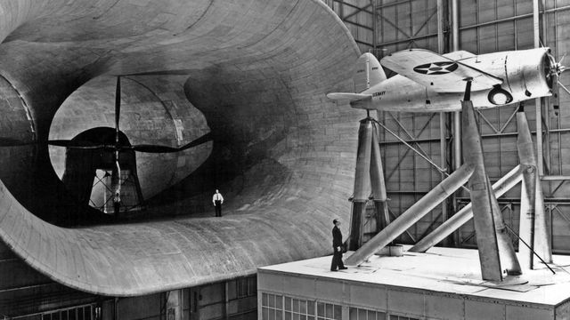 NASA's Langley Research Center mounted the Navy's Brewster XF2A-1 Buffalo in the Full-Scale Tunnel, 1938, Hampton, Virginia