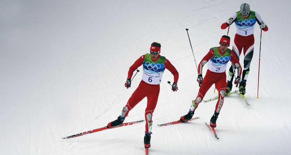 Gold medalist Bill Demong (L) and  silver medalist Johnny Spillane