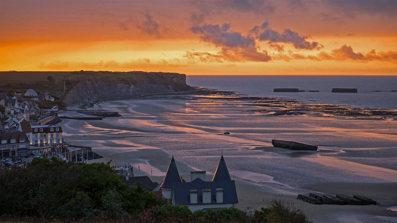 Mulberry Harbour in Arromanches-les-Bains, Normandy, France