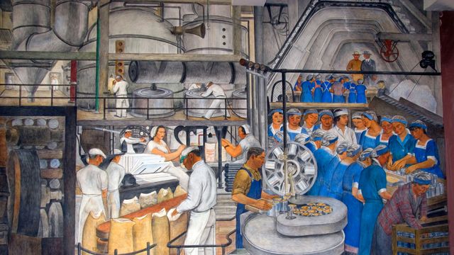'Industries of California' mural by Ralph Stackpole at Coit Tower, San Francisco, California