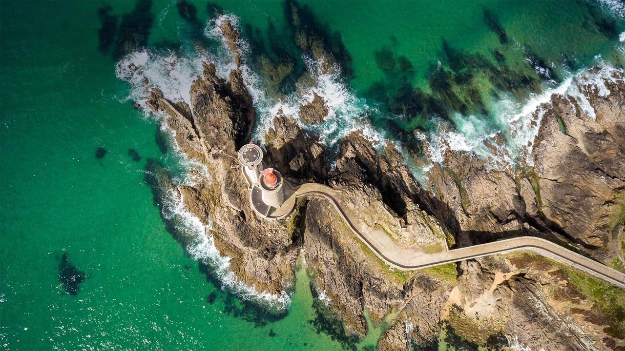 Petit Minou Lighthouse in the roadstead of Brest, Finistère, France