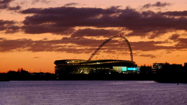 Wembley Stadium at sunset, London