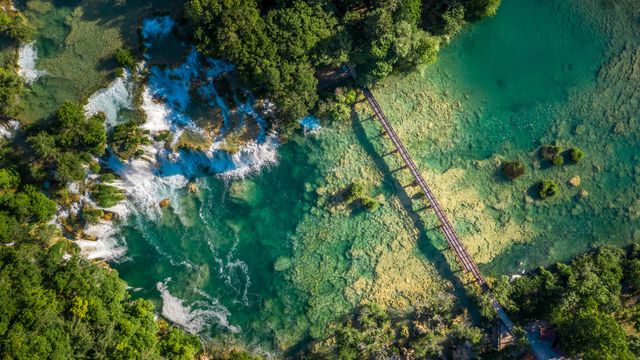 Travertine terraces, Skradinski Buk, Krka National Park, Dalmatia, Croatia