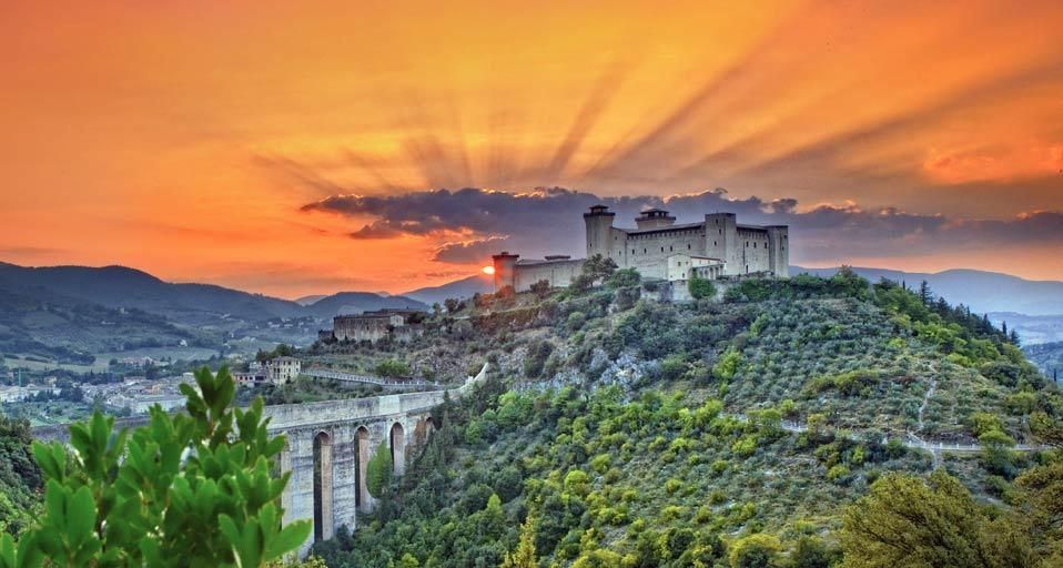 Sunset on Rocca Albornoziana, Spoleto, Italy