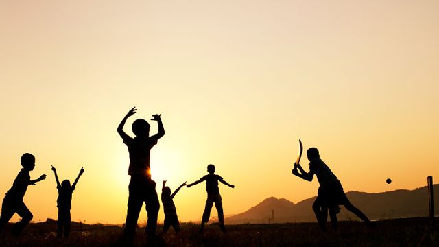 Children playing cricket