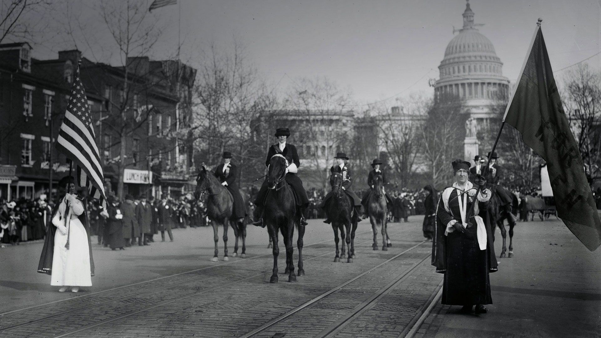 Women Suffragists Marching Down Pennsylvania Avenue On March 3, 1913 ...