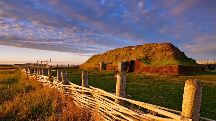 For Leif Erikson Day, a Norse building at L'Anse aux Meadows National Historic Site in Newfoundland, Canada