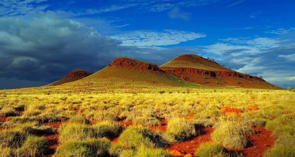 Storm clouds over the Chichester Range in the Pilbara region, Western Australia