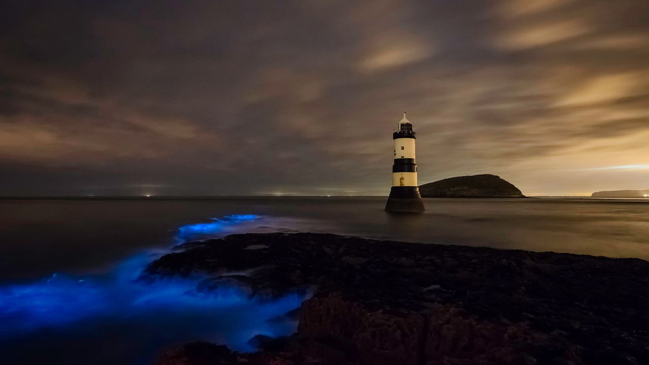 Trwyn Du Lighthouse in Anglesey off the north-west coast of Wales 